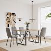 Dining Chairs Set of 4,Modern Kitchen Dining Room Chairs,Upholstered Dining Accent Chairs in linen Cushion Seat and Sturdy Black Metal Legs(Grey)