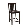 Black PU Upholstered Set of 2 Counter Height Chairs Espresso Finish Wooden Furniture Kitchen Dining Breakfast Chairs