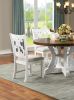 Lavish Design Distressed White 2pcs Dining Chairs Only, Gray Padded Fabric Seat Dining Room Kitchen Furniture Solid wood decorative Back