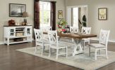 Lavish Design Distressed White 2pcs Dining Chairs Only, Gray Padded Fabric Seat Dining Room Kitchen Furniture Solid wood decorative Back