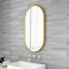 Wall Mounted Mirror, 36"x18" Oval Bathroom Mirror, Gold Vanity Wall Mirror Pre-Set Hooks for Vertical & Horizontal Hang, Ideal for Bedroom, Bathroom