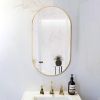 Wall Mounted Mirror, 36"x18" Oval Bathroom Mirror, Gold Vanity Wall Mirror Pre-Set Hooks for Vertical & Horizontal Hang, Ideal for Bedroom, Bathroom