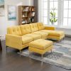 110" L-Shape Convertible Sectional Sofa Couch with Movable Ottoman for Living Room, Apartment, Office, Yellow