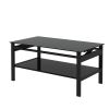 Glass Lift Top Coffee Table;  Modern Simple 2-Layer Tempered Glass Coffee Table for Living Room;  Black