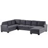 Ustyle Modern Large Upholstered U-Shape Sectional Sofa, Extra Wide Chaise Lounge Couch, Grey