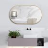 Wall Mounted Mirror, 36"x18" Oval Bathroom Mirror, Gold Vanity Wall Mirror Pre-Set Hooks for Vertical & Horizontal Hang, Ideal for Bedroom, Bathroom