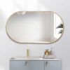 Wall Mounted Mirror, 36"x18" Oval Bathroom Mirror, Gold Vanity Wall Mirror Pre-Set Hooks for Vertical & Horizontal Hang, Ideal for Bedroom, Bathroom