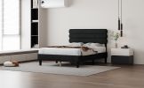 Queen Bed Frame with Headboard,Sturdy Platform Bed with Wooden Slats Support,No Box Spring,Mattress Foundation,Easy Assembly DARK GREY