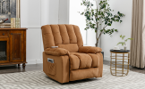 Massage Recliner Chair Electric Power Lift Recliner Chairs with Heat, Vibration, Side Pocket for Living Room, Bedroom, Light Brown