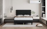 Queen Bed Frame with Headboard,Sturdy Platform Bed with Wooden Slats Support,No Box Spring,Mattress Foundation,Easy Assembly DARK GREY