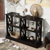 TREXM Console Table with 3-Tier Open Storage Spaces and "X" Legs, Narrow Sofa Entry Table for Living Room, Entryway and Hallway (Black)