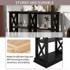 TREXM Console Table with 3-Tier Open Storage Spaces and "X" Legs, Narrow Sofa Entry Table for Living Room, Entryway and Hallway (Black)