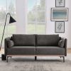 Modern Sofa 3-Seat Couch with Stainless Steel Trim and Metal Legs for Living Room, Grey