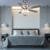 52 Inch Crystal Ceiling Fan Lamp w/ 5 Reversible Blades