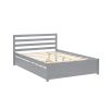 Full Size Wood Platform Bed Frame with Headboard and Twin Trundle For Grey Color