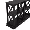 TREXM Console Table with 3-Tier Open Storage Spaces and "X" Legs, Narrow Sofa Entry Table for Living Room, Entryway and Hallway (Black)