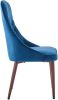 INO Design High Class Tall Back Arm Velvet Upholstered Chair with Metal Legs for Kitchen, Dining Room, Living Room (Blue, Single Chair)