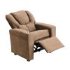 Kids Recliner Chair, Kids Upholstered Couch with One Cup Holder, Footrest, Backrest, Toddlers Velvet Recliner with Headrest and Footrest