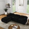 Modular Sectional Sofa, Button Tufted Designed and DIY Combination,L Shaped Couch with Reversible Ottoman, Black Velvet