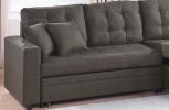 Ash Black Convertible Sectional Pull Out Bed Sofa Chaise Reversible Storage Chaise Polyfiber Tufted Couch Lounge