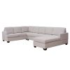 Ustyle Modern Large Upholstered U-Shape Sectional Sofa, Extra Wide Chaise Lounge Couch, Beige