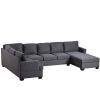 Ustyle Modern Large Upholstered U-Shape Sectional Sofa, Extra Wide Chaise Lounge Couch, Grey