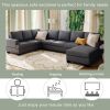 Ustyle Modern Large Upholstered U-Shape Sectional Sofa, Extra Wide Chaise Lounge Couch, Grey