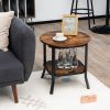 2-Tier Round End Table with Storage Shelf for Living Room