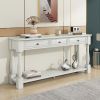 TREXM Console Table 63" Long Console Table with Drawers and Shelf for Entryway, Hallway, Living Room (Antique White, OLD SKU: WF193795AAK)