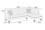 Living Room Furniture 2-PCS Sectional Sofa Set LAF Sofa And RAF Chaise Ash Black Color Tweeted-Like Velvet Tufted Couch Nailheads