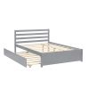 Full Size Wood Platform Bed Frame with Headboard and Twin Trundle For Grey Color