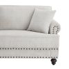 82" Chenille modern Upholstered Sofas 2 Seater Couches with Nails and Armrests (White)