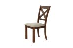 Set of 2 Side Chairs Natural Brown Finish Solid wood Contemporary Style Kitchen Dining Room Furniture Unique X- Design Chairs