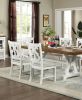 Lavish Design Distressed White 2pcs Dining Chairs Only, Gray Padded Fabric Seat Dining Room Kitchen Furniture Solid wood decorative Back