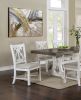 Lavish Design Distressed White 2pcs Dining Chairs Only, Gray Padded Fabric Seat Dining Room Kitchen Furniture Solid wood decorative Back