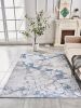 ZARA Collection Abstract Design Silver Blue Machine Washable Super Soft Area Rug