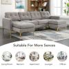 110" L-Shape Convertible Sectional Sofa Couch with Movable Ottoman for Living Room, Apartment, Office, Light Grey