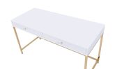 Ottey Desk in White High Gloss & Gold YJ