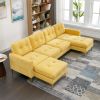 110" L-Shape Convertible Sectional Sofa Couch with Movable Ottoman for Living Room, Apartment, Office, Yellow