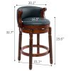 Seat height 26'' Cow top Leather Wooden Bar Stools, 360 Degree Swivel Bar Height Chair with Backs for Home Kitchen Counter(blue 1pc)