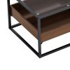 47.24"Rectangle Glass Coffee Table with storage shelf and metal table legs , Home Furniture for Living Room