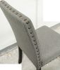 Grey Fabric Modern Set of 2 Dining Chairs Plush Cushion Side Chairs Nailheads Trim Wooden Chair Kitchen Dining Room