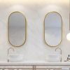 Wall Mounted Mirror, 36"x18" Oval Bathroom Mirror, Gold Vanity Wall Mirror Pre-Set Hooks for Vertical & Horizontal Hang, Ideal for Bedroom, Bathroom