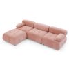 Modular Sectional Sofa, Button Tufted Designed and DIY Combination,L Shaped Couch with Reversible Ottoman, Pink Velvet