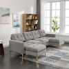 110" L-Shape Convertible Sectional Sofa Couch with Movable Ottoman for Living Room, Apartment, Office, Light Grey