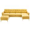 110" L-Shape Convertible Sectional Sofa Couch with Movable Ottoman for Living Room, Apartment, Office, Yellow