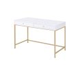 Ottey Desk in White High Gloss & Gold YJ