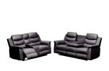 Reclining sofa with Middle Console Slipcover, Stretch 3 seat Reclining Sofa Covers (BLACK, 3 Seat Recliner Cover with Console) BLACK faux Leather