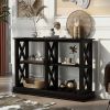 TREXM Console Table with 3-Tier Open Storage Spaces and "X" Legs, Narrow Sofa Entry Table for Living Room, Entryway and Hallway (Black)