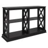 TREXM Console Table with 3-Tier Open Storage Spaces and "X" Legs, Narrow Sofa Entry Table for Living Room, Entryway and Hallway (Black)